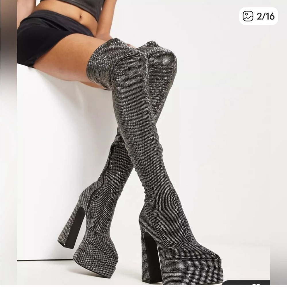 Steve Madden Glittering Rhinestone Over-the-Knee Boots